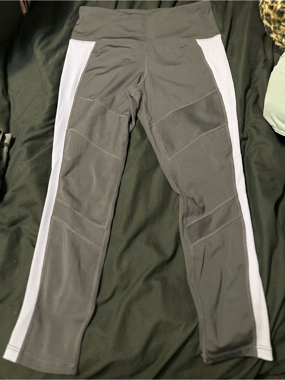 Tangerine Brand Charcoal Leggings with Lavender Side Panels